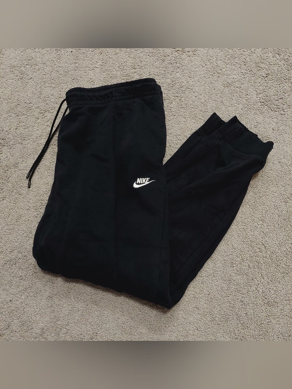 Nike Women's Jogger Sweatpants 2X Black With White Logo Drawstring Waist Pockets